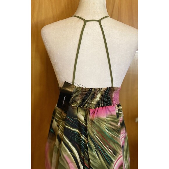 BCBGMAXAZRIA psychedelic Multi Spaghetti Ruffle open Back Maxi Dress Sizes XS/S - Picture 6 of 13